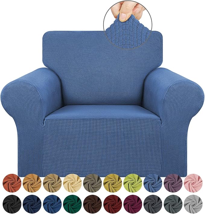 KEKUOU Stretch Chair Sofa Slipcover, Single Couch Cover,Riverside | 1-Piece Washable Sofa Cover,Pet Friendly (31"-55") Furniture Protector Soft Jacquard Elastic Bottom for Dogs & Kids by KEKUOU