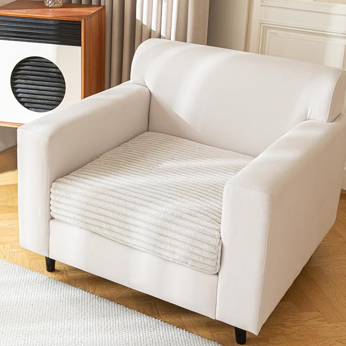 MYSKY HOME 100% Waterproof Couch Cover, Chair Cover for Dogs Washable, Non Slip Couch Headrest Covers Pet Friendly, Thick Soft Sofa Slipcovers Cushion Protector Dog Bed Cover, Oat, 35"x35" by MYSKYHOME