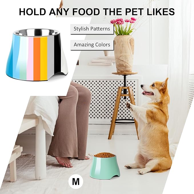 Dog Bowls,Cone Friendly Non Slip Single Dog Bowl with Stainless Steel Inner, Raised Bowls for Smll Dogs Spaniel Dogs Long Ear, High Capacity, M/2 Cup Mint Green - Image 6