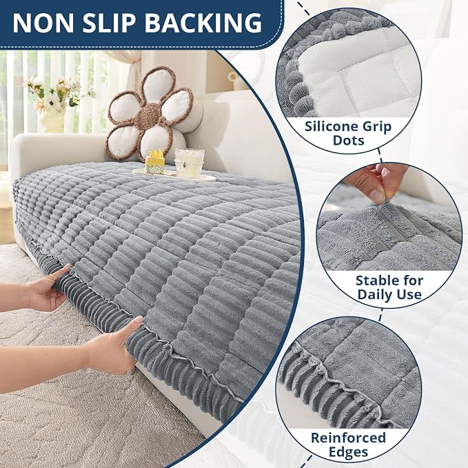 OstepDecor Couch Cover for Dogs, Washable Non Slip Sofa Cover for Pets | Soft Couch Covers for Sofa, Loveseat and Sectional, Furniture Protector Against Pet Hair & Dirt (35.4" x 35.4", Blue Grey) - Image 5