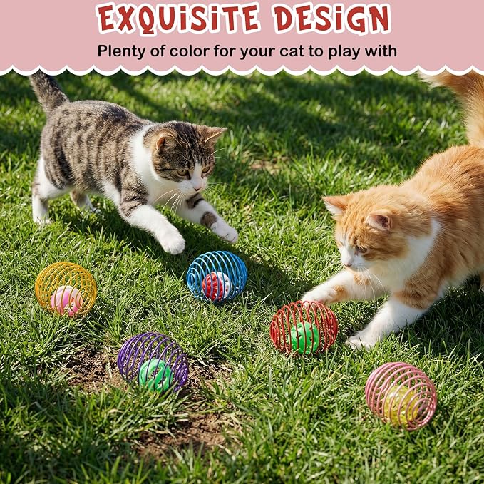 Jecery 5 Pcs Cat Toys Spring,Bell Ball,Multicolor | Interactive Metal Cat Toy, Stretchable Rolling Ball, for Indoor Cats, Colorful Playful Coils, Kitten Pet Supplies - Image 4