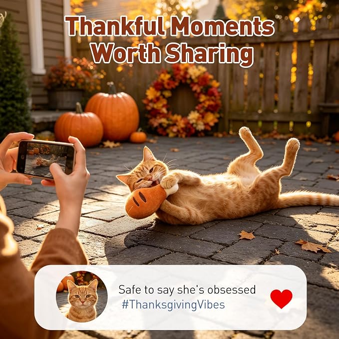 CiyvoLyeen Plush Thanksgiving Catnip Toys for Indoor Cats 6 Pack | Interactive Fall Pumpkin Cat Chew Toys, Boredom Relief, Soft Durable Plush with Catnip, Funny Gift for Cat Lovers & Kitten - Image 7