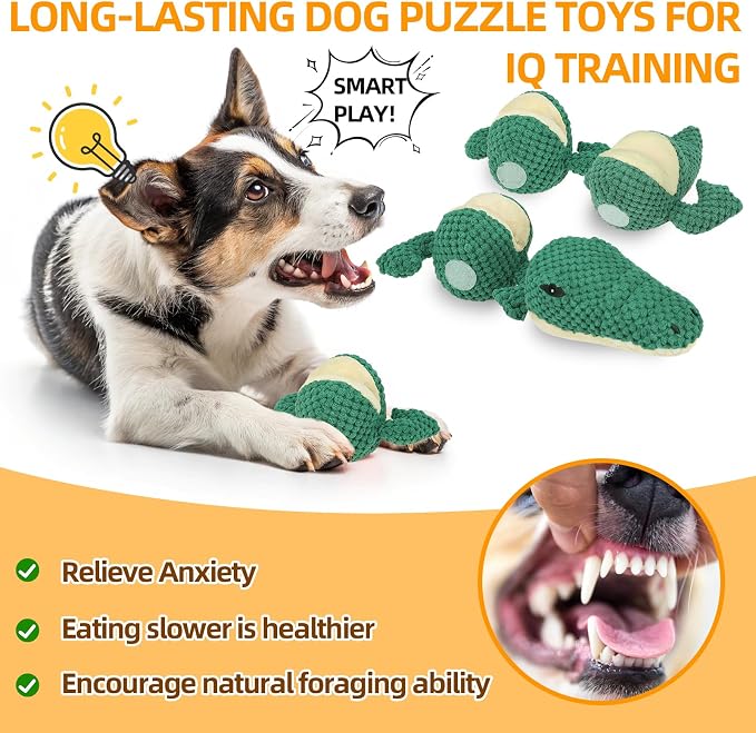 Mihachi Dog Enrichment Toys, Snuffle Toy for Small Medium Dogs, Detachable Dog Puzzles Squeaky Sniffle Interactive Toy for Foraging Training, Boredom and Mental Stimulation, Green Crocodile - Image 5