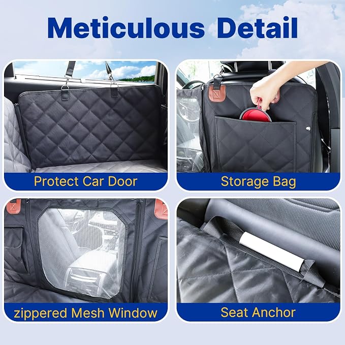 Convertible Back Seat Extender for Dogs, Foldable 400lbs Hard Bottom Dog Car Seat Cover for Back Seat, Waterproof Dog Hammock Bed Backseat Cover for Dogs in Car SUV Truck Pet Seat Cover Black L - Image 7