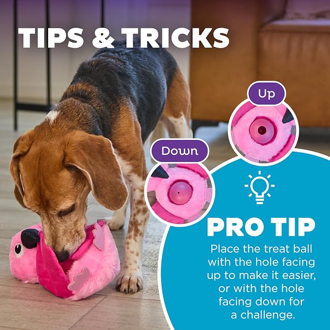 Outward Hound by Nina Ottosson Hide-Ablez Plush Dog Puzzle with Treat Ball, Flamingo, Pink - Image 5