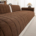 Couch Covers for Sectional Sofa, L Shaped Modular Couch Cover | 35”x71” Dark Brown Velvet Non Slip Sofa Covers Washable for 2 Cushion Sofa, Couch Protect Against Pet Hair, Scratches Stains by PJLZJFBY