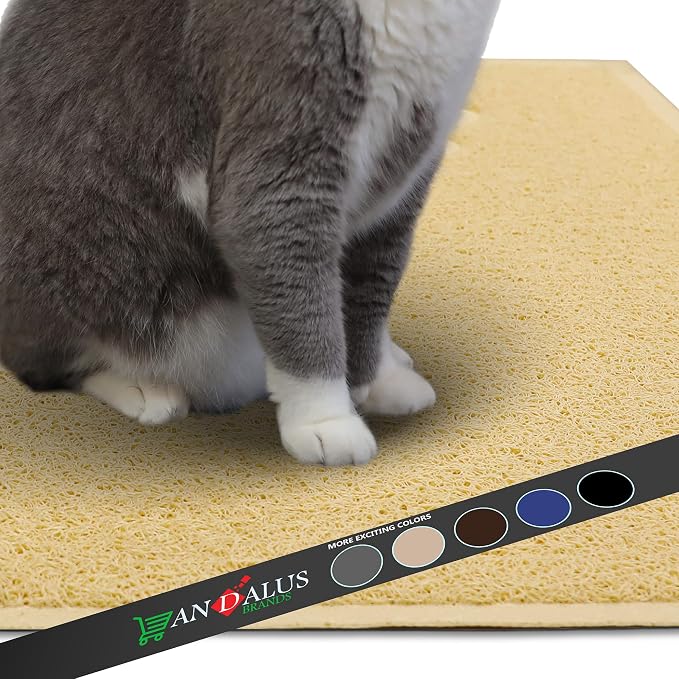 Andalus Extra Large Cat Litter Mat, Pack of 1 - Waterproof, Non-Slip & Easy to Clean Cat Litter Box Mat for Extra Efficient Pet Litter-Trapping, Beige (35” X 23”) - Image 8