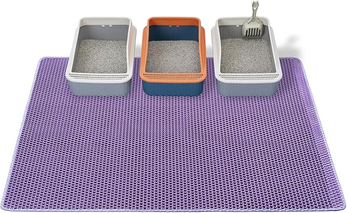 Cat Litter Box Mat-Super Large 47''x36'' Litter Trapping Mat for Cat-XXL Litterbox Matt for Floor-2 Layer Catcher Rug for Pet kitty Litterbox-Waterproof Urine Proof,Non-Slip,Purple by USHARP