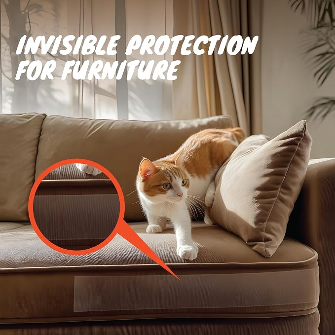 FixZilla Anti Scratch Cat Tape for Furniture 2.5 Inch x 45 Feet Clear Sticky Double Sided Anti Scratch Cat Tape for Paw Scratching Deterrent and Pet Training for Couch Furniture Protector, Sofa, Doors - Image 5