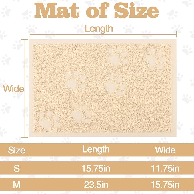 Darkyazi Cat Litter Box Mat for Floor Litter Trapping Mat Non-Slip Backing, Scatter Control, Easy Clean, Water Resistant, Soft on Paws (15.75" x 11.75",Beige) - Image 2