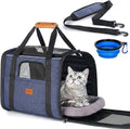 Morpilot Cat Carrier Soft for Large Medium Cats and Puppy up to 18lbs | with Dual-Sided Cushion, Secure Buckle and Foldable Bowl, Dog Carriers for Small Dogs - Pet Carrier (Dark Blue) by Morpilot