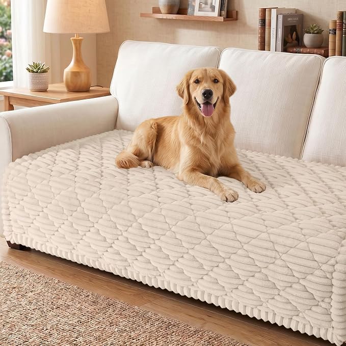 Smiry Couch Cover for Dogs Washable, Non Slip Fuzzy Pet Sofa Protector | Soft Thick Furniture Cover for Sofa, Loveseat and Sectional, Scratch & Pet Hair Resistant (Apricot, 43" x 63") by Smiry