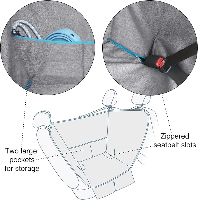 Kurgo Heather Half Hammock Seat Cover, Heather Grey | Protects Seats from Muddy Paws & Pet Hair, Leaves Room for Cargo or Child Seat, Water & Stain Resistant, Secure Fit - Image 5