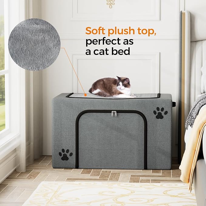 Hidden Cat Litter Box Enclosure with Cat Bed, Foldable Fabric Cat House | Tool-Free Assembly, Front Zipper Access, Spacious Interior, Easy Daily Cleaning, Fits Most Standard Litter Boxes - Image 2