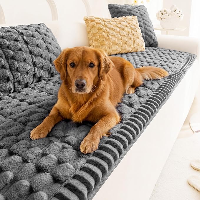 Frienda Pet Couch Cover for Sofa, 27.6 x 70.9 Inch Non-Slip Plush Sofa Slipcover, Washable Pet-Friendly Boho Dog Couch Cushion Protector, Thick Furniture Cover for Indoor Use, Dark Grey - Image 8