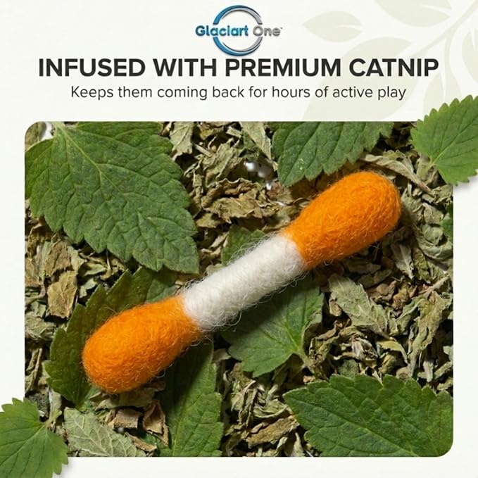 Glaciart One MINI Swabs Cat Toys with Catnip - 6 Pk | Durable for Chew, Cute Cat Toys Interactive Kitty for Boredom, Exercise, & Play | Filled w/Organic Catnip for Anxiety & as Digestive Aid - Image 5