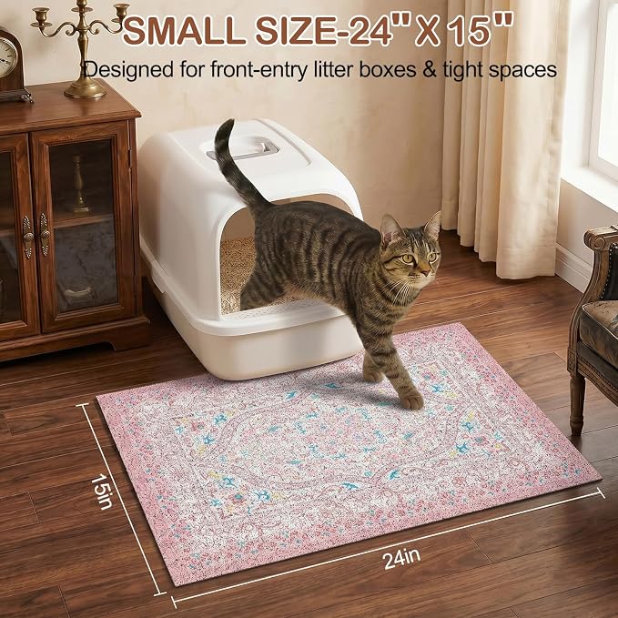 Glittme Cat Litter Mat, 24"x15" Non-Slip Washable Trapping Mat for Cats | Litter Trapping Mat With Thick PVC Coil To Catch Scatter, Soft On Paws And Waterproof Bottom To Protect Floors - Image 6