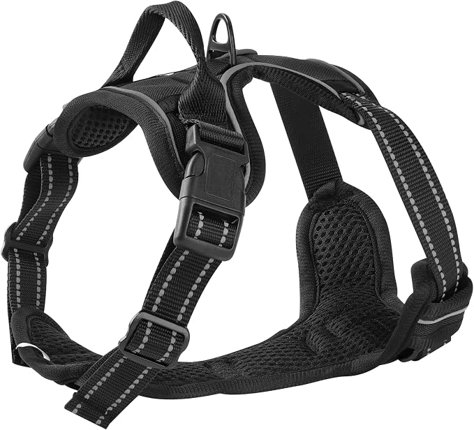 Black Adjustable Reflective No-Pull Dog Harness with 2 Leash Clips，Soft Padded Vest for Small Dog, Easy to Put on and Take Off,Black Small - Image 3