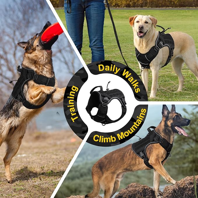 WINGOIN Black Tactical Dog Harness for Large Dogs,No Pull Dog Harness | Heavy Duty with Handle,Adjustable Reflective,Military K9 Style,Big Size Pet Vest,for German Shepherd,for Walking Hunting - Image 5