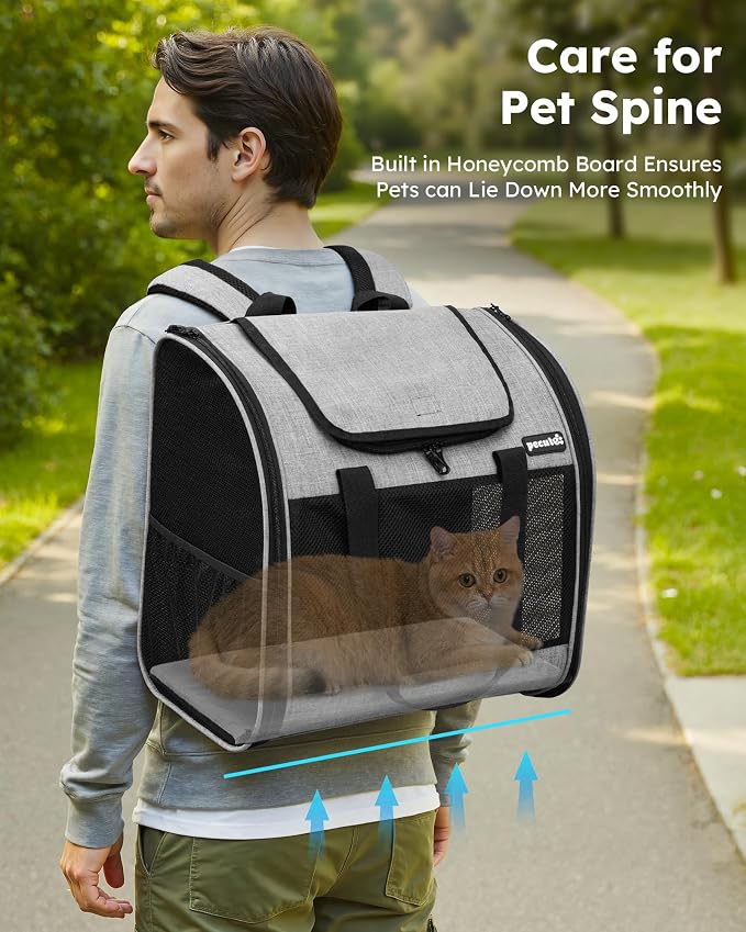 Pecute Cat Backpack with Widened Interior Space, Upgraded Dog Backpack Carrier with Various Ways to Carry, Pet Backpack with Breathable Mesh, Pet Travel Carrier with Soft Padded, Reinforced Support | Breathable Mesh, Reinforced Support, Various Carry W... - Image 7