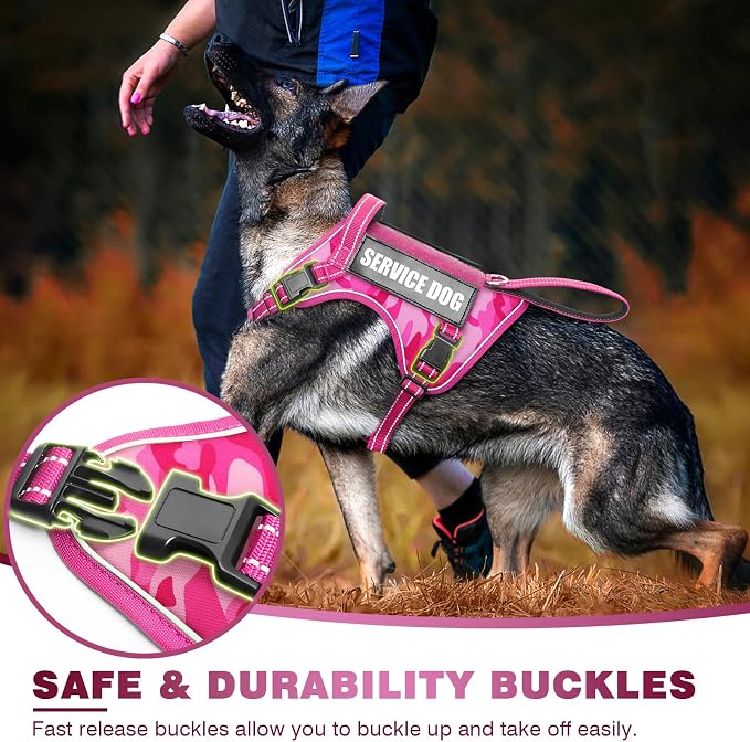 Tactical Dog Harness, No Pull Dog Harness for Medium Large Dogs with Handle & Molle, Military Service Dog Vest Harness in Training Pet Harness for Small Dogs - Image 2