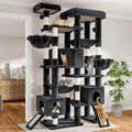 Sha Cerlin 87 in Multi-Level Tall Cat Tree Tower for Large Cats/Extra Wide Feline Activity Center/Sisal Scratching Posts/Wide Base/Cozy Plush Perches/Baskets/Hammocks/Toy Balls/Dark Grey by SHACERLIN
