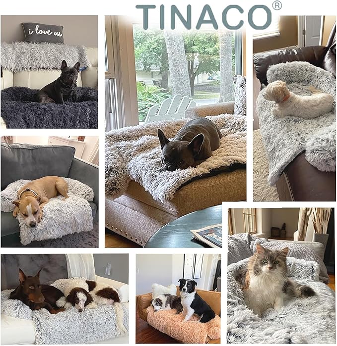 Luxurious Calming Dogs/Cats Bed Mats, Dog Pad Washable Removable Couch Cover, Plush Long Fur Mat for Pets, Waterproof Lining, Perfect for Small, Medium and Large Dogs and Cats (Beige, 34"x30") - Image 3
