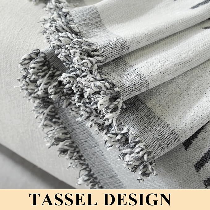 Couch Cover for Sofa, Boho Sofa Cover Washable Couch Cover for Dogs, Pet Sofa Cover for 1-Cushion Couches with Tassel Furniture Protector Cover,71" x 91",Dark Gray-Wave - Image 5