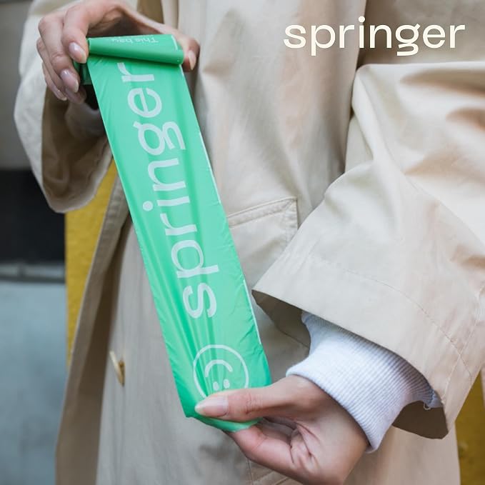 Springland Recycled Plastic Poop Bags for Dogs, 15 of Bags + 1 Dispenser | Premium thick & durable bags, leak proof, easy-open tab, unscented, no dangle bag holder for leash included - Image 9