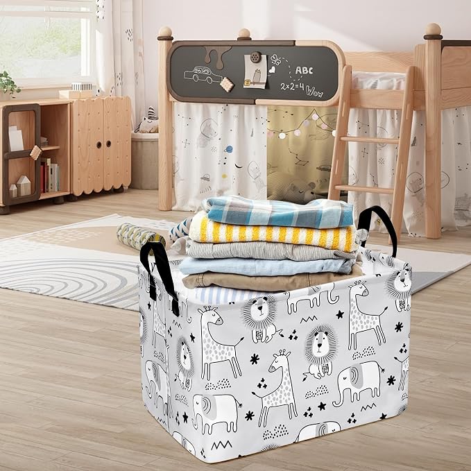 MAIZMZ Kids Storage Basket Baby Foldable Toys Organizer Bins Decorative Gifts Bakset Waterproof Nursery Hamper Women Storage Cube Kids Laundry Basket for Home/Dorm/Kitchen/Pet/Office/Closet/Shelf/ - Image 4