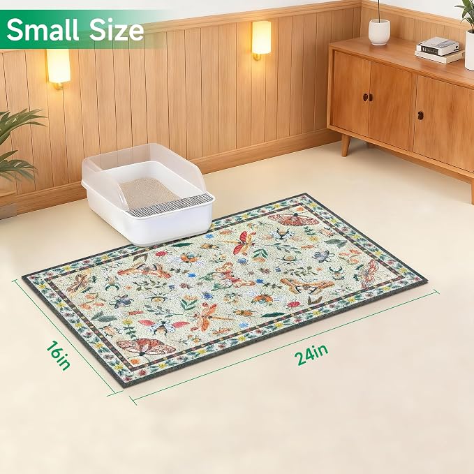 Cat Litter Mat, 24" x 16" Litter Mat, Traps 100% Litter, Non-Slip Litter Box Trapping Mat, Cute Decor Mat, Easy Clean for Scatter Control, Waterproof Urine Protection - Image 7