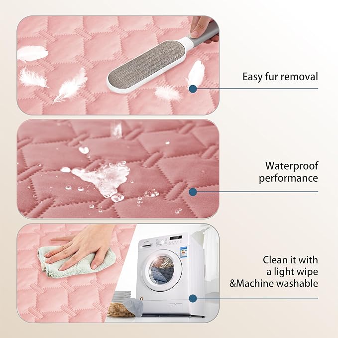 gogobunny 3X Stronger Waterproof Pet Blanket, Scratch Proof Furniture Protector for Dogs Cats, Reversible Cover 82x102 Inch, Dark Pink/Light Pink - Image 5