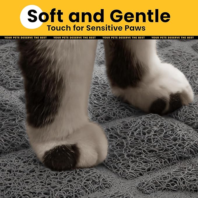 Conlun Cat Litter Mat Litter Trapping Mat, 24" x 17" Premium Durable PVC Grid Mesh with Scatter Control, Non-slip, Less Waste Cat Litter Box Mat, Grey 2 Pack - Image 6