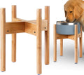 Dog Bowl Stand for Large Dogs - Adjustable, Easy Fold-Down | Use to Elevate Raise Dog Food, Water and Slow Feeder Bowls, Lock-Bolts and Tool Added, Foot-Padded, Bamboo Stand Only by ZPirates