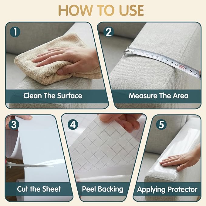 Anti Cat Scratch Furniture Protector Roll, Clear Self Adhesive Film | 160" × 12.4" Cut to Fit PVC, Protects Sofas, Chairs, Doors & Hardwood, Strong Adhesive, Residue Free Removal - Image 6