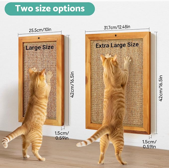 Cat Scratching Post, Wooden Sisal Cats Wall Scratcher, Floor or Wall Mounted Vertical Cat Scratch Pad for Indoor Cats Adults or Kittens, Scratching Board Cat Wall Furniture Protector - Image 8