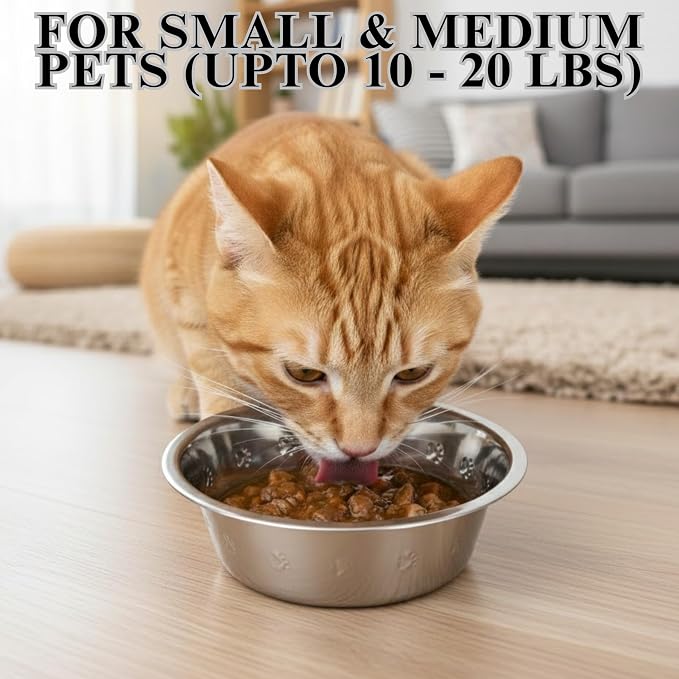 Stainless Steel Dog and Cat Bowls 2.5 Cups (0.6L) | Durable Metal Pet Food & Water Dish for Small Pets , Rust-Resistant - Image 5