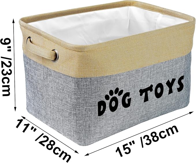PET ARTIST Dog Toy Basket, Large Collapsible, Gray, M: 15"x11"x9" | Dog Toy Bin Box, Comfortable Handles, Large Pet Toy Storage Organizer, For Accessories, Toys, Coat & Clothing, Blanket Leash - Image 7