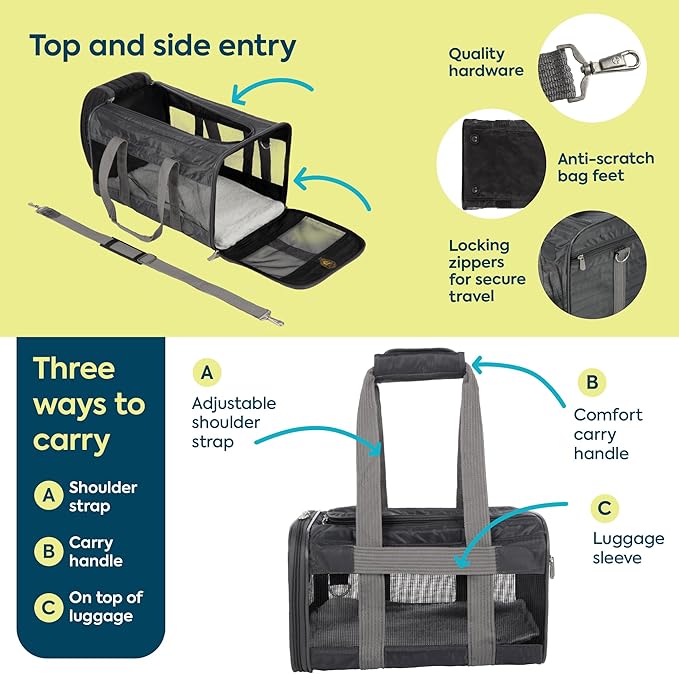 Sherpa Original Deluxe Travel Pet Carrier, Airline Approved & Guaranteed On Board - Charcoal Gray, Medium - Image 4