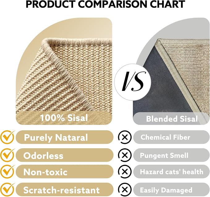 Extra-Large Cat Scratcher Bed with Natural Sisal Scratching Pad | Wooden Cat Bed Lounge Hammock, for Indoor Cats, Durable Cat Scratching Post Furniture, Extra Large Size for Big Cats - Image 5