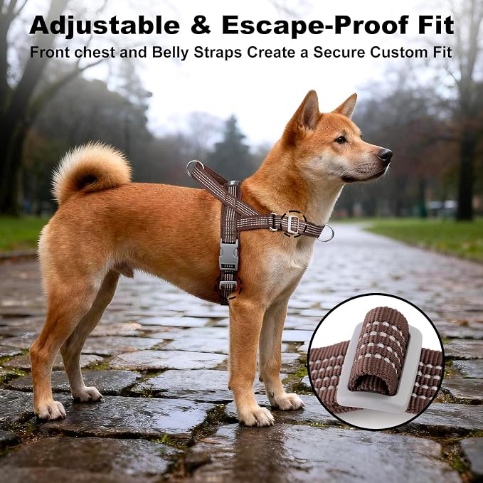 No Pull Dog Harness with Handle, Adjustable Soft Mesh Padded Vest | Reflective Walking Harness with Front Clip for Small Medium Large Dogs, Quick Fit No Escape for Training, Chocolate, M - Image 5