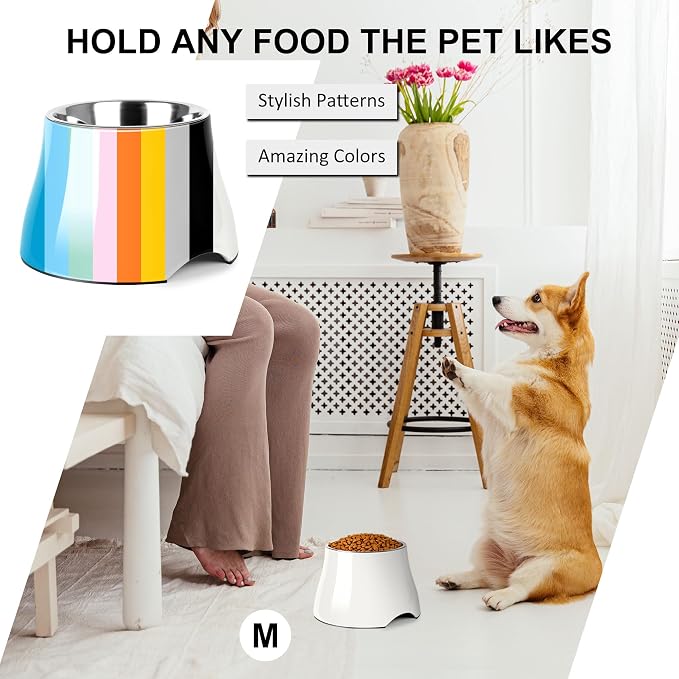 Dog Bowls,Cone Friendly Non Slip Single Dog Bowl with Stainless Steel Inner, Raised Bowls for Small Dogs Spaniel Dogs Long Ear, High Capacity, M/2 Cup White - Image 6
