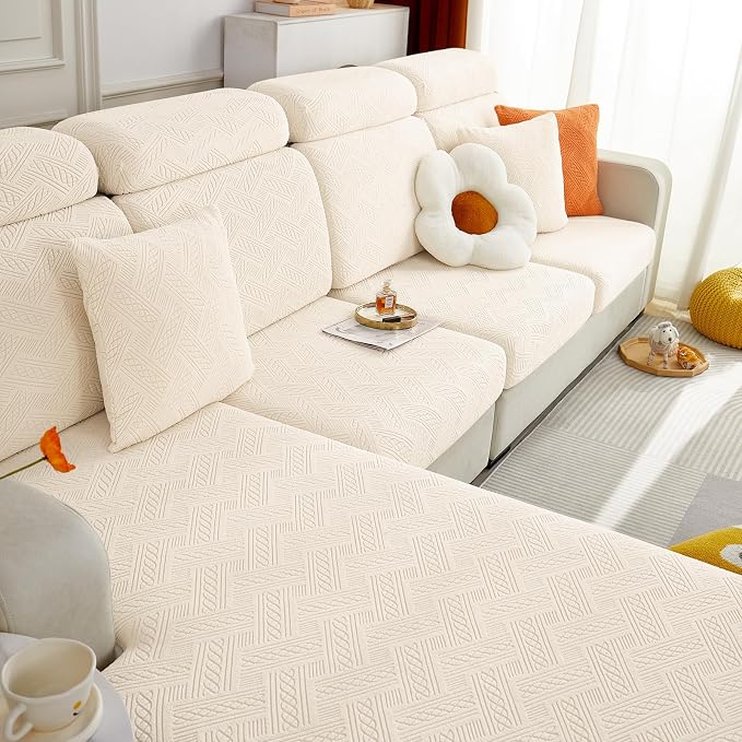 hyha Individual Couch Cushion Covers, Sofa Seat Cushion Covers Washable | Stretch Dog Couch Cover, Elastic Bottom, Anti-Slip Protector, Ideal For Pets & Kids, Durable Sofa Slipcover, Chaise by hyha