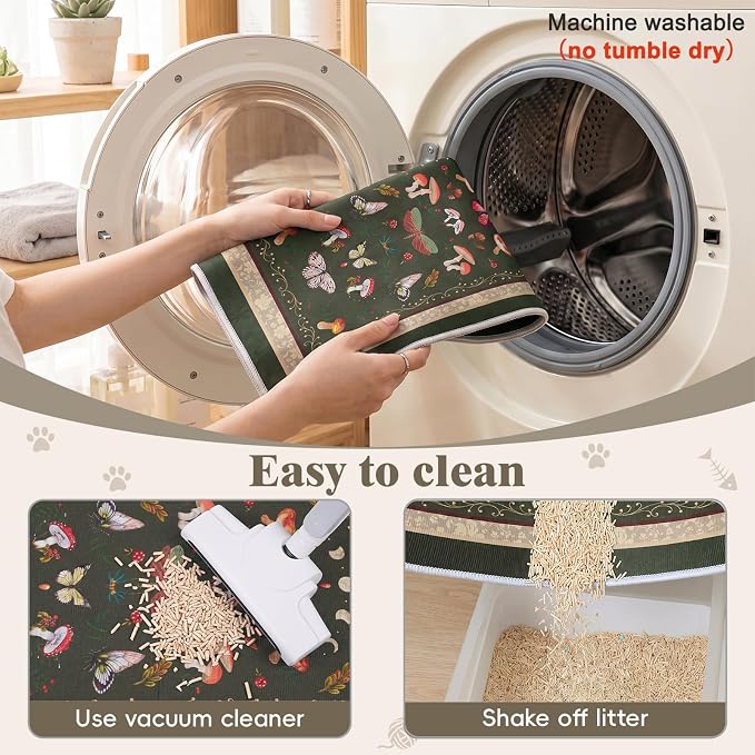 Bienbee Cat Litter Mat, 2 Pack 33" x 22" Machine Washable for Litter Boxes | Cat Litter Rug with Waterproof Backing, Non-Slip Grip and Soft On Kitty Paws to Catch Litter and Protect Floor - Image 6