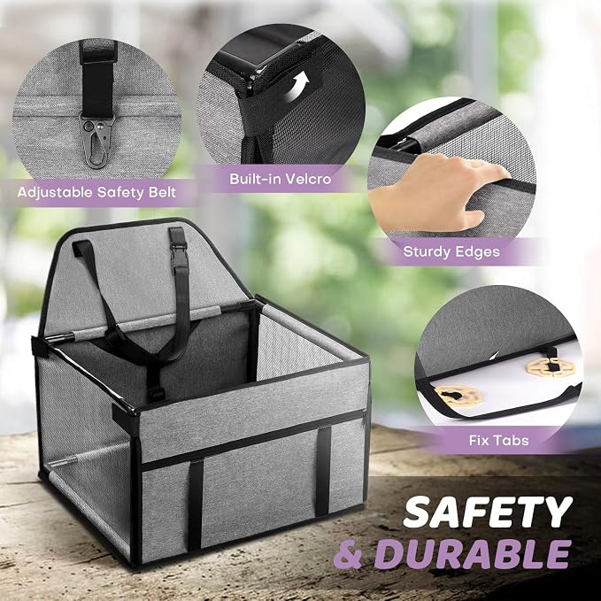 GENORTH Small Dog Car Seat - Portable Puppy/Pet Booster Seat with Clip-On Leash and Mesh Window for Small Pets Up to 11 lbs - Image 6