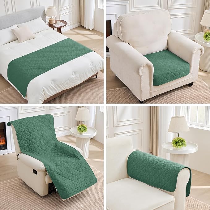 PAWFINITY Waterproof Bed Cover for Dogs, Pet Blanket for Mattress Washable | Paw Print Quilted, Hair Resistant, Anti Cat Scratch, Pee Proof Furniture Protector for Bed, Couch and Sofa, 52x82 Inch, Green - Image 13
