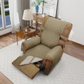 Reversible Chair Covers for Recliner Oversized, Camel/Beige | Recliner Oversized Covers for Living Room with Elastic Straps, Water Repellent, Chair Protectors Covers for Dogs by LuxshareHome