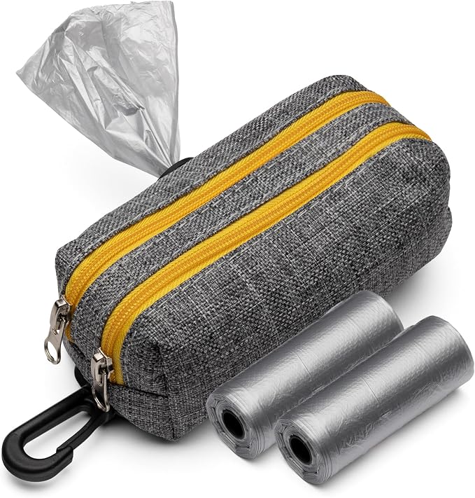 Premium Dog Poop Bag Holder for Leash - Convenient Dog Poop Bag Dispenser with Durable Design - Stylish Accessory for Easy Cleanup - Ideal for Dogs, Puppies, and Outdoor Walks - Grey by 2+Brothers+Wholesale