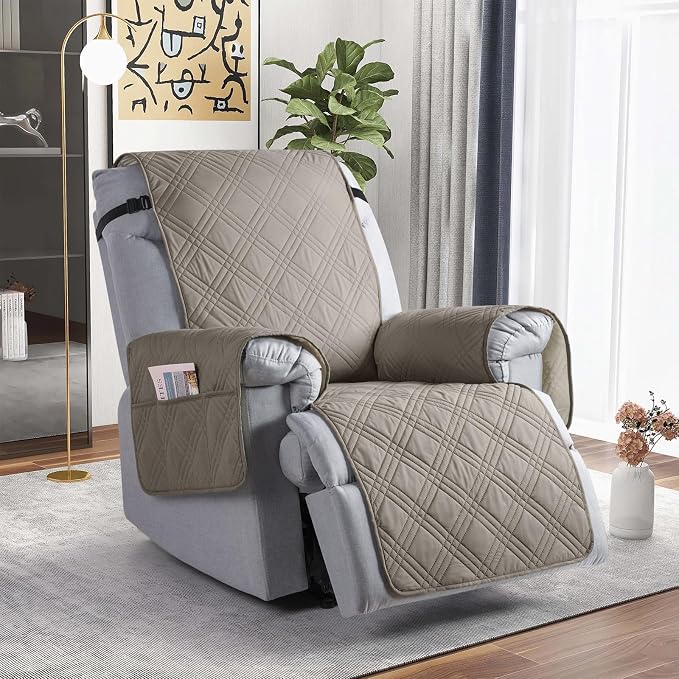 TAOCOCO 100% Waterproof Recliner Chair Cover Stay in Place, Recliner Covers for Small Recliner Chair with Pocket, Reclining Chair Cover Furniture Protector for Kids, Pets(20'', Light Brown) - Image 8