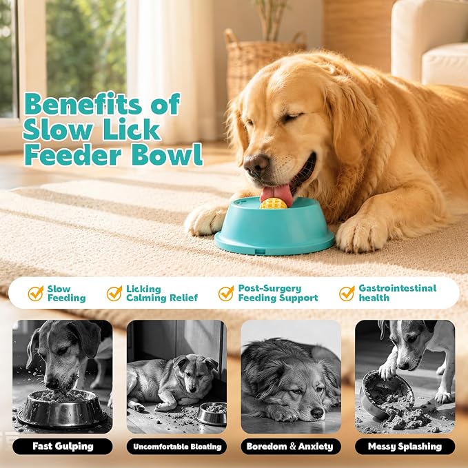 Slow Feeder Dog Licking Bowl, Anti-Removal Ball Liquid Feeding Bowl, No-Spill Leak-Proof & Jam-Free Rolling, Food-Grade Detachable Design, 10oz Capacity for Large Medium Small Dogs and Cats - Image 3